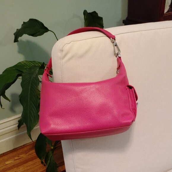 Longchamp Pink Pebbled Leather Hobo Bag  EUC - Picture 4 of 13